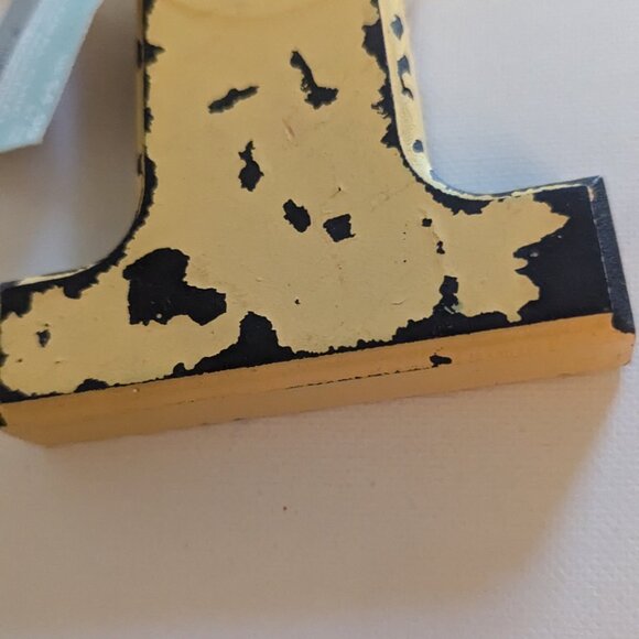 NWT Rustic Yellow Block Letter 'I' Wooden Sign Farmhouse Ashland Home Wall Decor - Picture 3 of 6